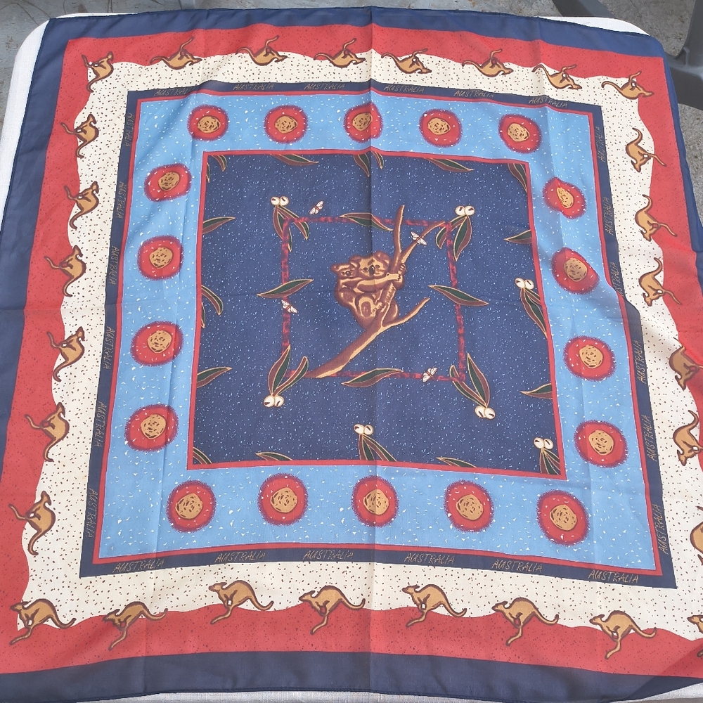 Beautiful Polyester Decorative Scarf Kangaroo Koala, Made in Australia